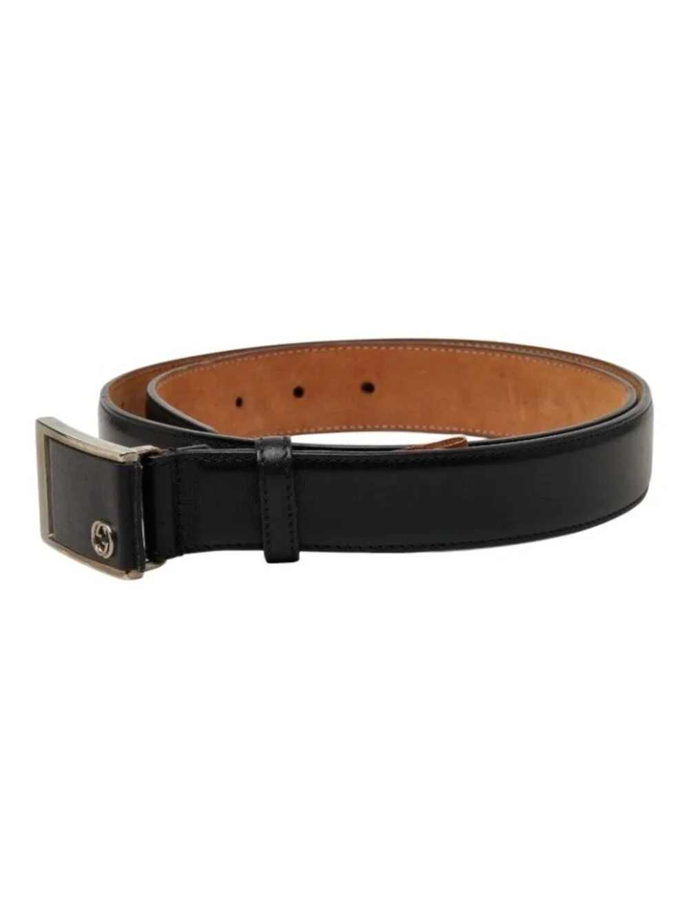 Gucci Interlocking Buckle Belt Black Leather